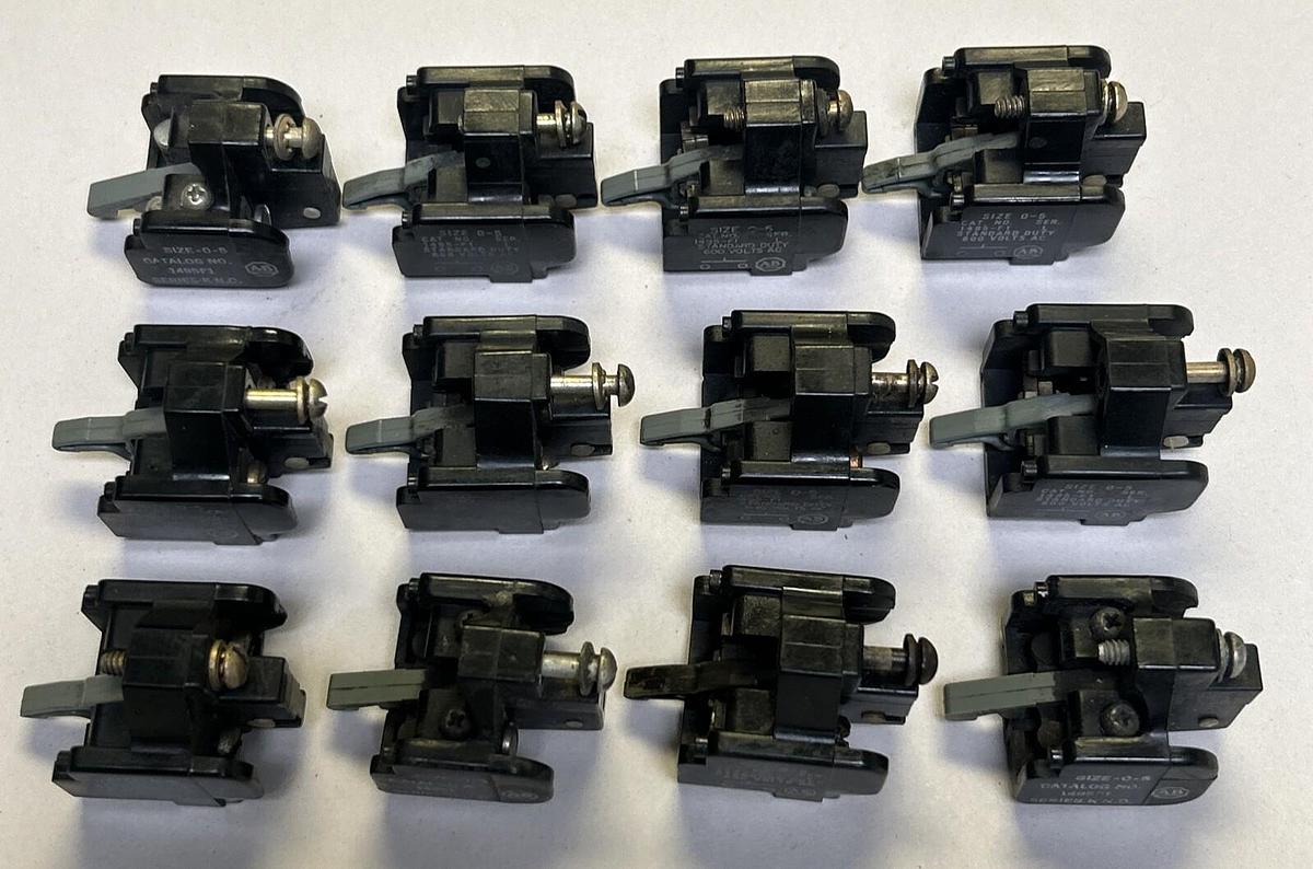 Used ALLEN BRADLEY,1495-F1,AUXILIARY CONTACT BLOCK LOT OF 12