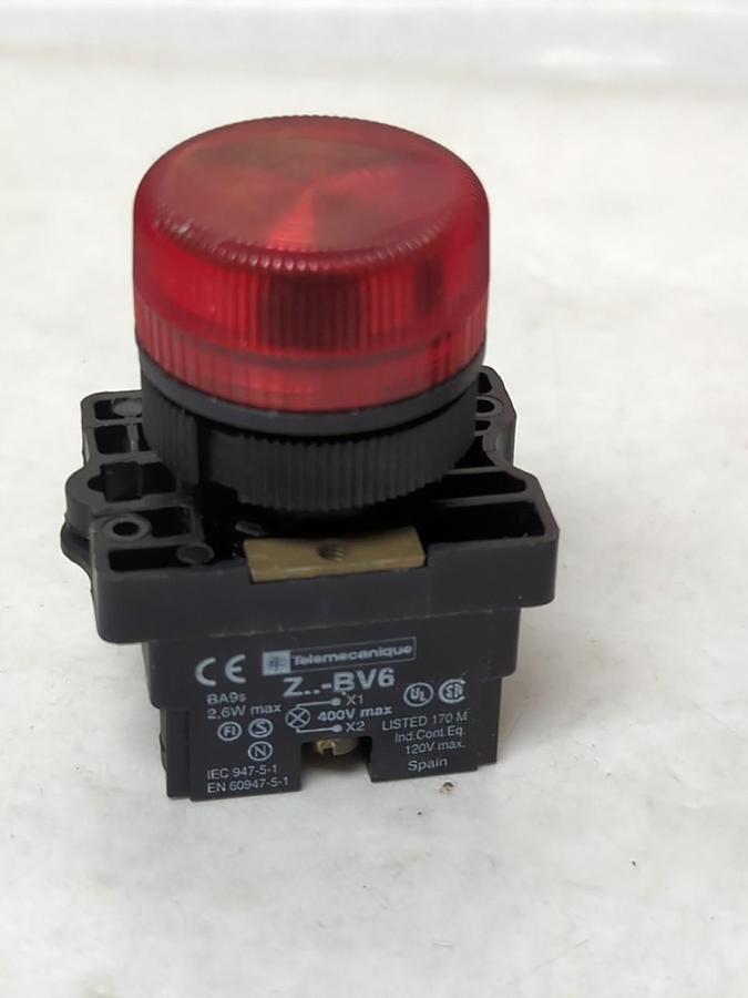 Used TELEMECANIQUE,Z-BV6,PILOT LIGHT RED/AMBER LENS LOT OF 2 PRE-OWNED