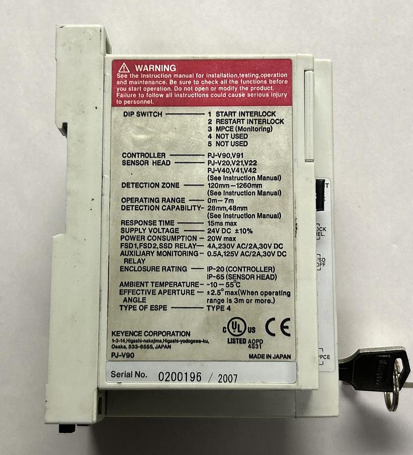 Used KEYENCE,PJ-V90,PHOTOELECTRIC SENSOR BASE CONTROLLER