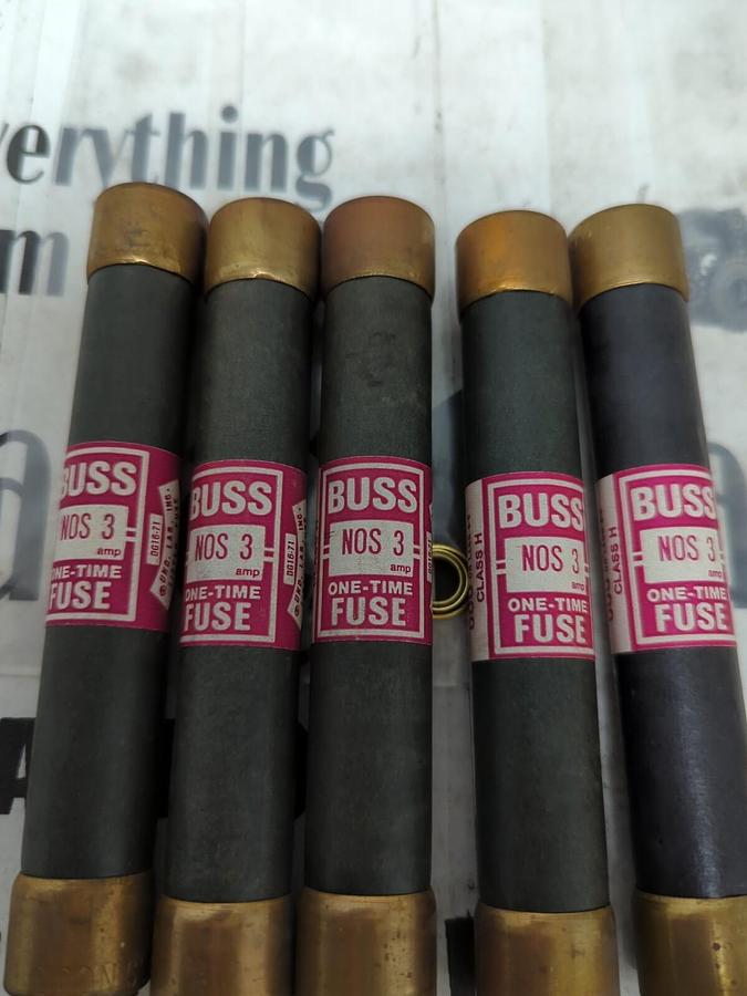 COOPER BUSSMANN,NOS-3,ONE-TIME 3 AMP FUSES LOT OF 5 NOS