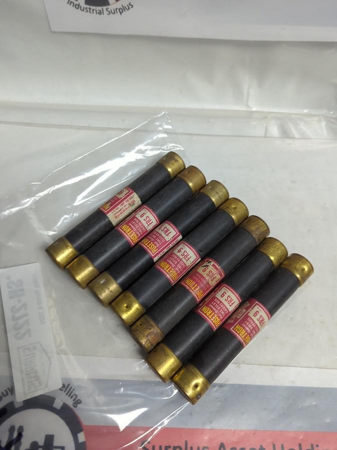 Used COOPER BUSSMANN,FRS-9,FUSETRON 9 AMP FUSE LOT OF 7 PRE-OWNED