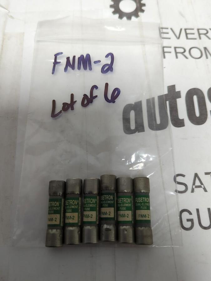 COOPER BUSSMANN,FNM-2,FUSETRON 2 AMP FUSES LOT OF 6 NOS