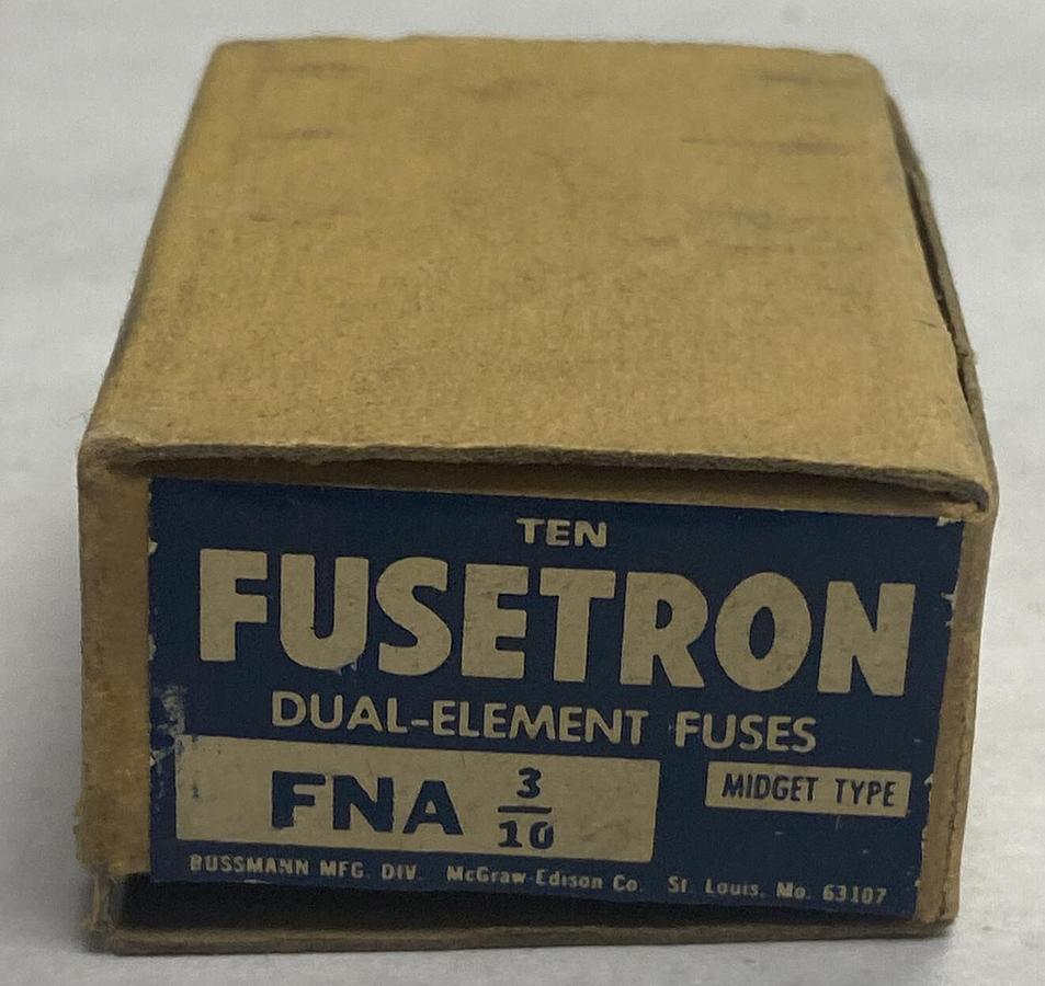 Used Bussmann,FNA-3/10,Fusetron Fuse Box Of 10 NOS