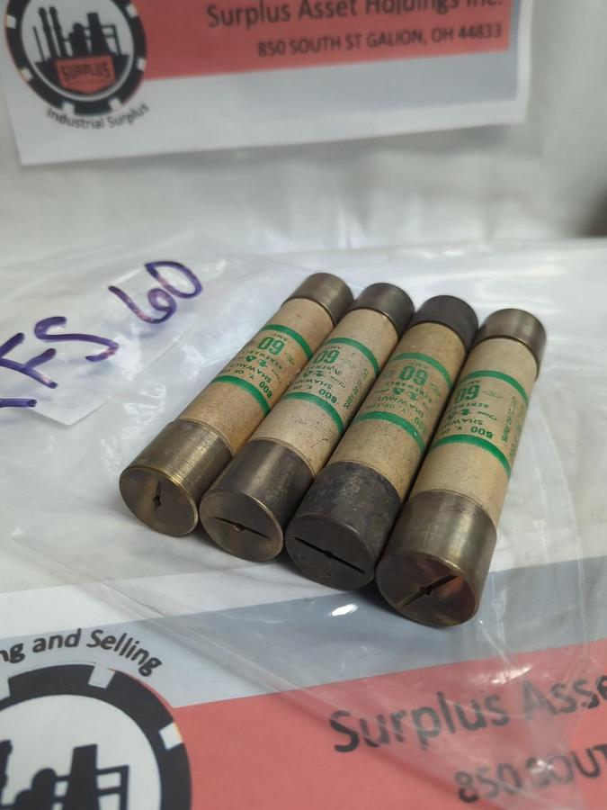 GOULD SHAWMUT,RFS60,RENEWABLE 60 AMP FUSE LOT OF 4 PRE-OWNED