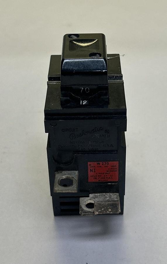 Used BULLDOG ELECTRIC,W270,PUSHMATIC CIRCUIT BREAKER 70A 120/240V 2P
