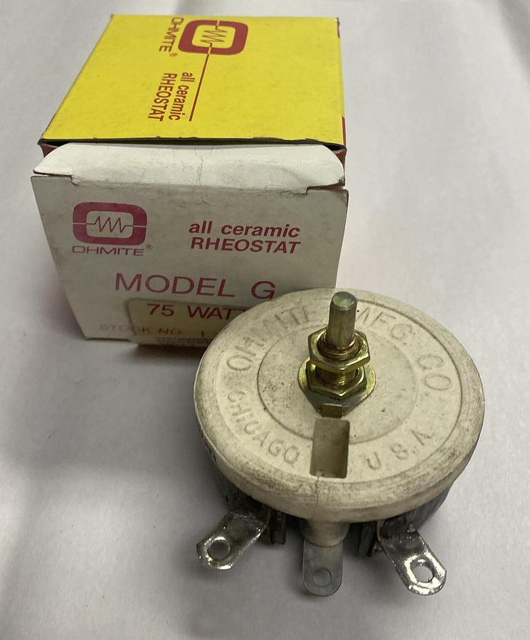 Ohmite,RGS500,Rheostat Potentiometer Wire wound 75W 500 Ohm NOS