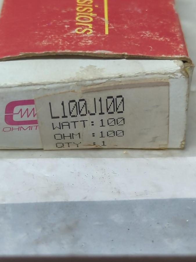 OHMITE,L100J100,RESISTOR 100 OHM 100 WATT NOS