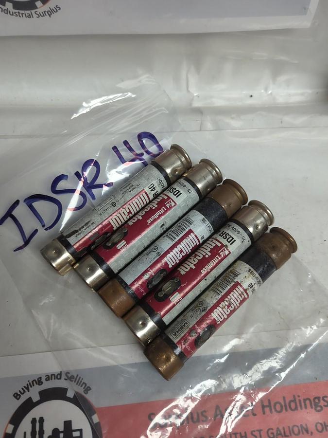 Used LITTELFUSE,IDSR40,INDICATOR FUSE 40 AMP LOT OF 5 PRE-OWNED