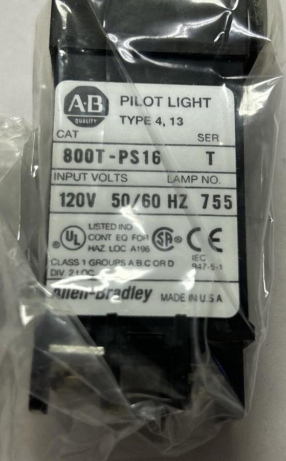 ALLEN BRADLEY,800T-PS16,SER T RED PILOT LIGHT NOS