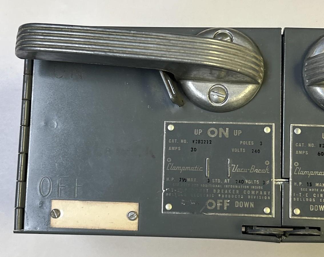 Used ITE,V2B3212,CLAMPAMATIC VACU-BREAK 30A & 60A 240V 3P