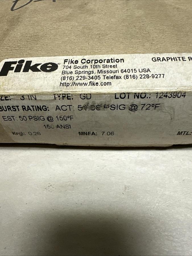 Fike,CF123258,3" Graphite Rupture Disk