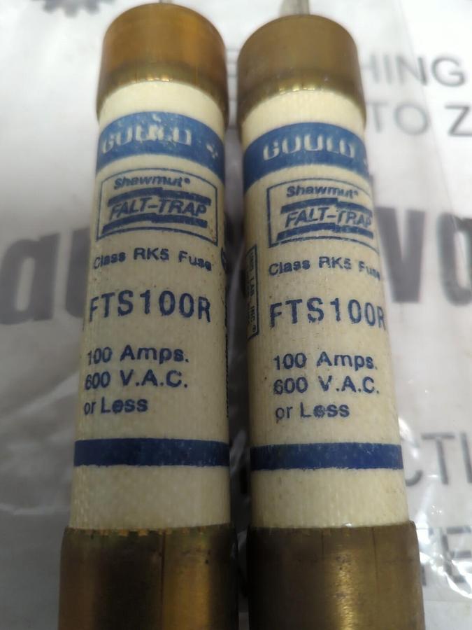 GOULD SHAWMUT,FTS100R,FALT-TRAP 100 AMP FUSES LOT OF 2 NOS