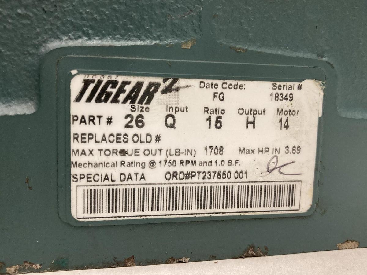 Tigear,Size 26,Gear Reducer Input Q Ratio 15:1 Motor 14