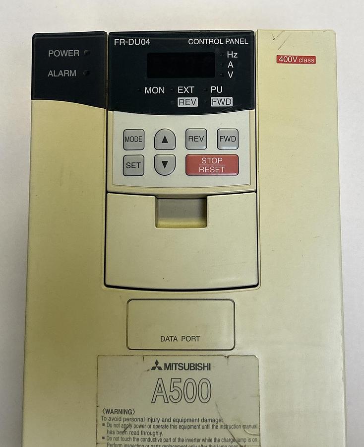 Used MITSUBISHI,FR-A540-0.75K-NA,INVERTER AC DRIVE 1 HP W/ FR-DU04 CONTROL