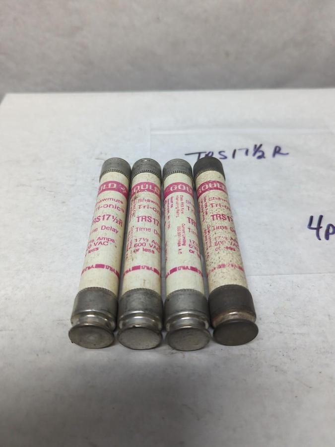 Used GOULD SHAWMUT,TRS17-1/2R,TRI-ONIC 17-1/2 AMP FUSE LOT OF 4 PRE-OWNED