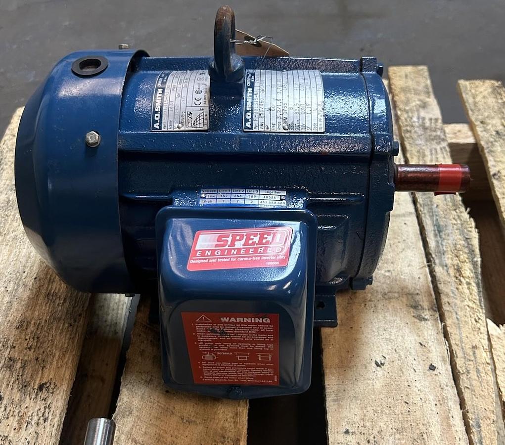 Used AO SMITH,F-391315-63,AC MOTOR 1HP 230/460V 1755RPM 3PH 143T FRAME