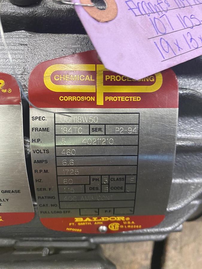 BALDOR,06H18W50,5HP CHEMICAL PROCESSING MARINE DUTY MOTOR 1725RPM 460V 184TC