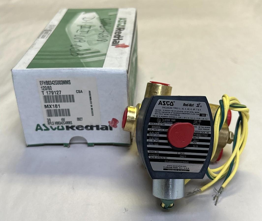 Used ASCO,EFHB8342G003MMS,SOLENOID VALVE 3/8INCH 4W 120V NEW