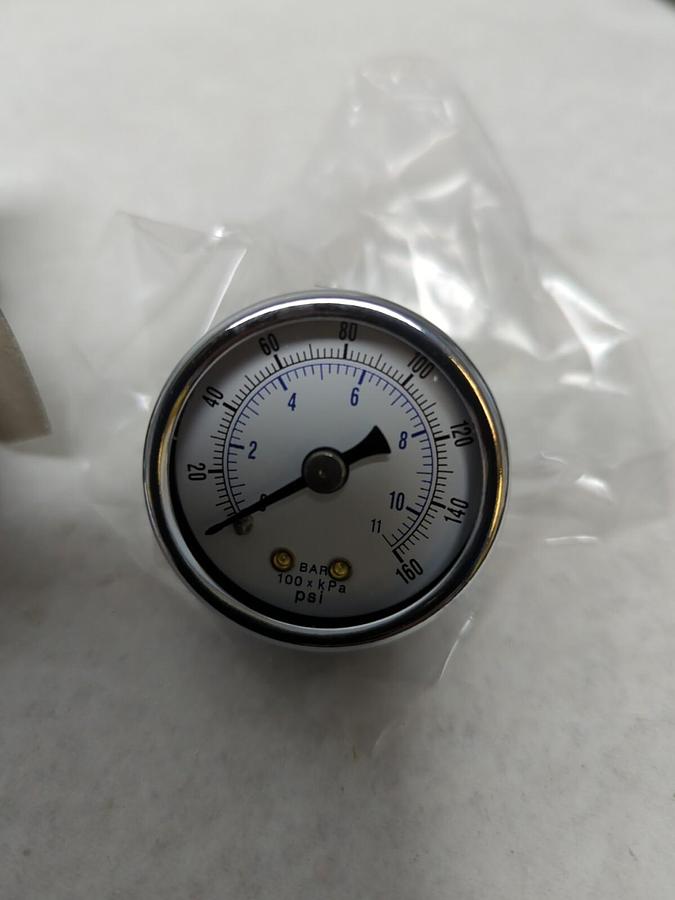 UNBRANDED,1681,1-1/2 INCH DRY BRASS BACK 1/8 NPT GAUGE 160 PSI/KPA/BAR NOS