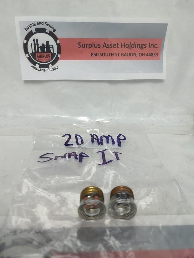 Used SNAP-IT,20 AMP,SCREW IN FUSE 20 AMP LOT OF 2 PRE-OWNED