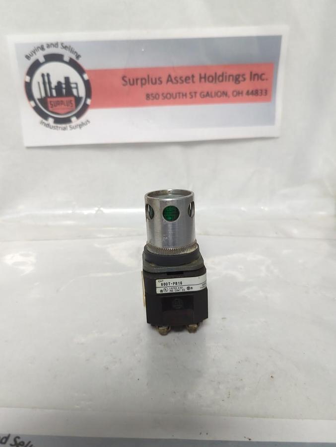 Used ALLEN BRADLEY,800T-PB16,SER T GREEN ILLUMINATED PUSH BUTTON PRE-OWNED