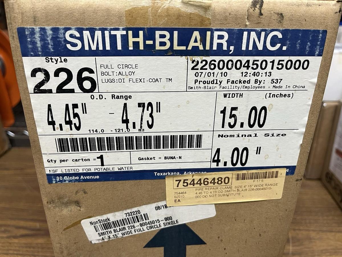 SMITH BLAIR,226-00045015000,FULL CIRCLE PIPE REPAIR CLAMP SIZE 4" WIDTH 15"