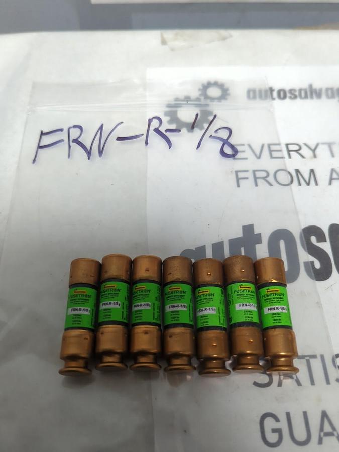 COOPER BUSSMANN,FRN-R-1/8,FUSETRON 1/8 AMP FUSE LOT OF 7 NOS