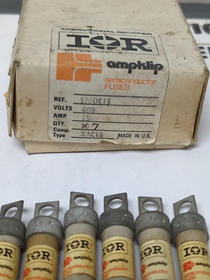 IOR AMPKLIP,SF60C15,SEMICONDUCTOR FUSES 15 AMP BOX OF 7 NOS