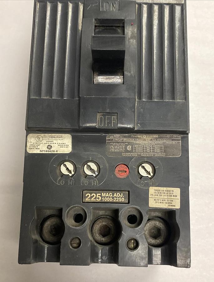 Used GE,TFK236F000,Circuit Breaker 225A 600V 3 Pole
