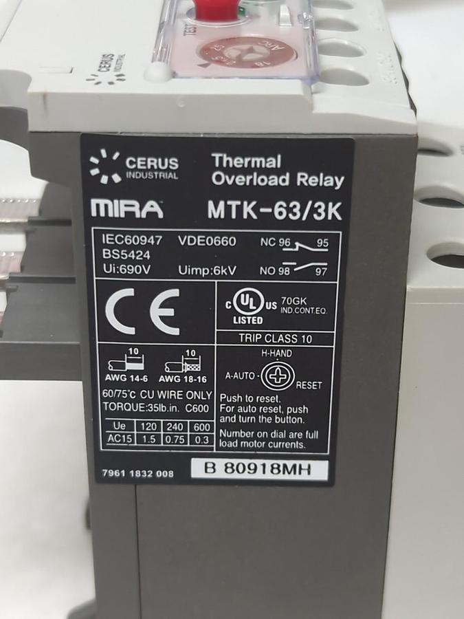 CERUS,MTK-63/3K 25L,THERMAL OVERLOAD RELAY NOS