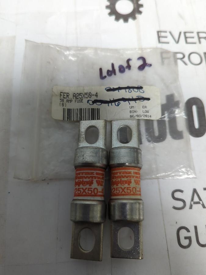 FERRAZ SHAWMUT,A25X50-4,AMP TRAP 50 AMP FUSES LOT OF 2 NOS