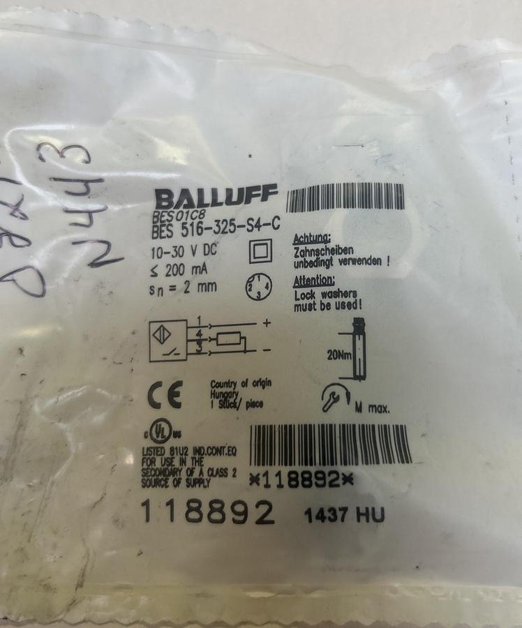 BALLUFF,BES516-325-S4-C,PROXIMITY SENSOR NOS