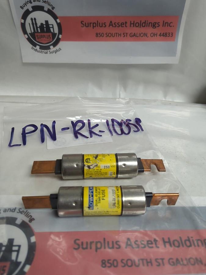 Used COOPER BUSSMANN,LPN-RK-100SP,LOW-PEAK 100 AMP FUSE LOT OF 2 PRE-OWNED