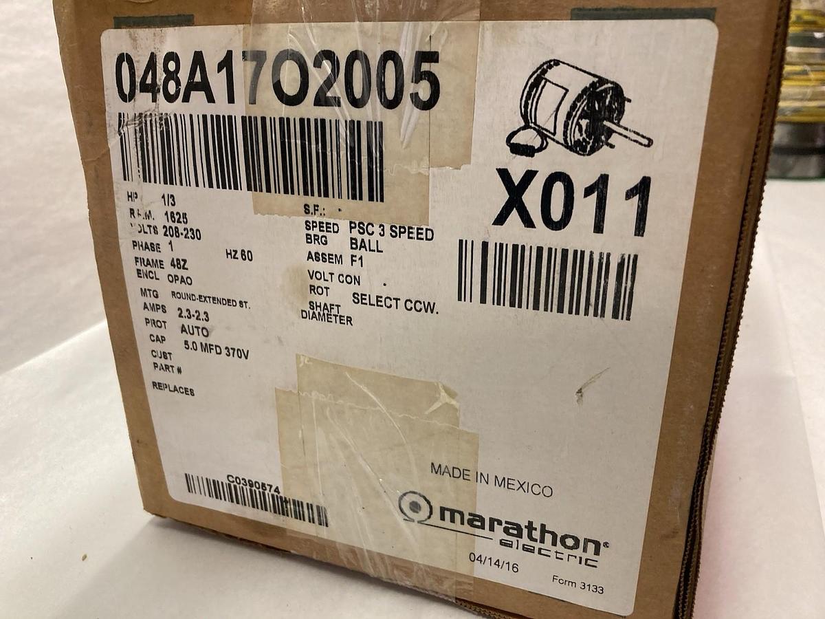Marathon,048A17O2005,Direct Blower Motor 1/3Hp 1625rpm 208-230V Frame 48Z 2.3A