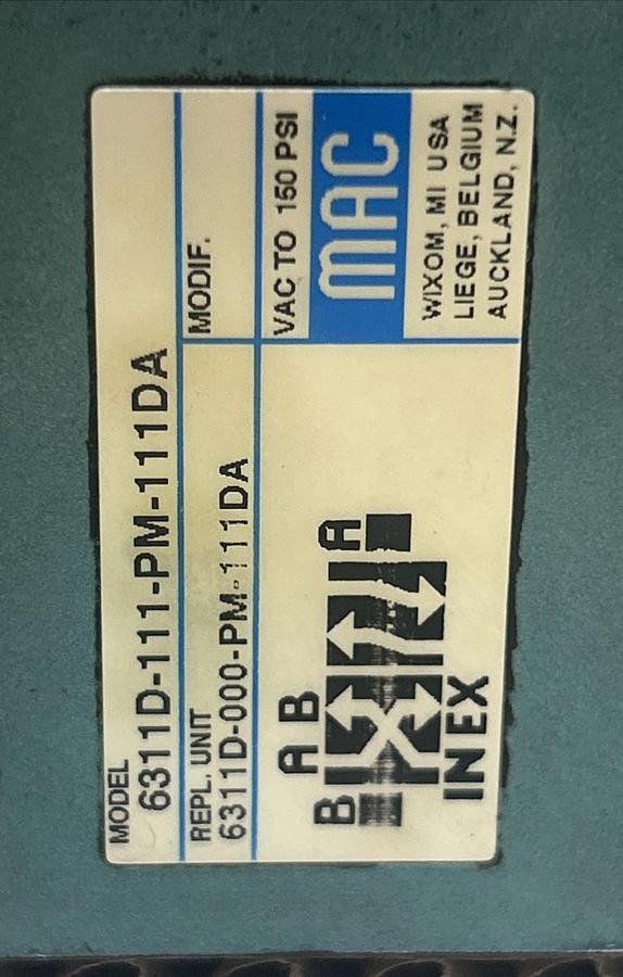 Used MAC VALVES,6311D-111-PM-111DA,SOLENOID VALVE 110/120VAC