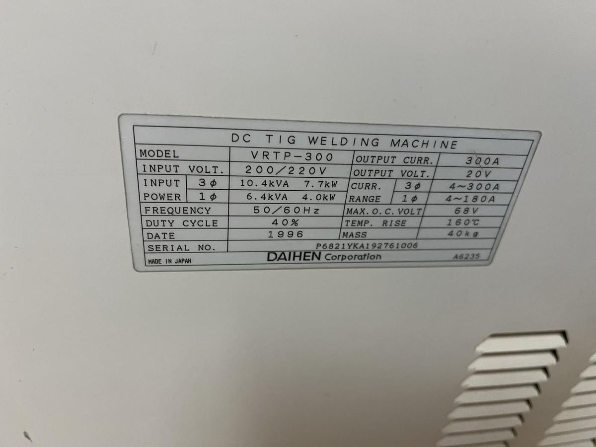 Used Daihen OTC,VRTP-300,DC TIG WELDING INVERTER ARGO 300P POWER SUPPLY