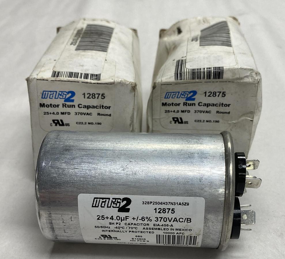 MARS2,12875,Motor Run Capacitor 370VAC Lot OF 2 NOS
