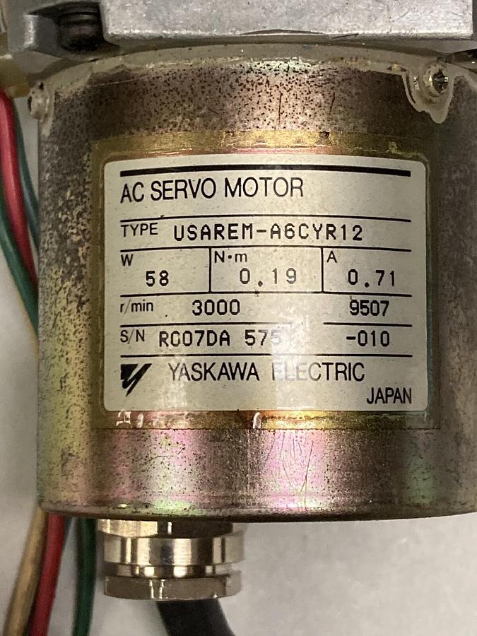 Used Yaskawa,USAREM-A6CYR12,Servo Motor 3000 r/min