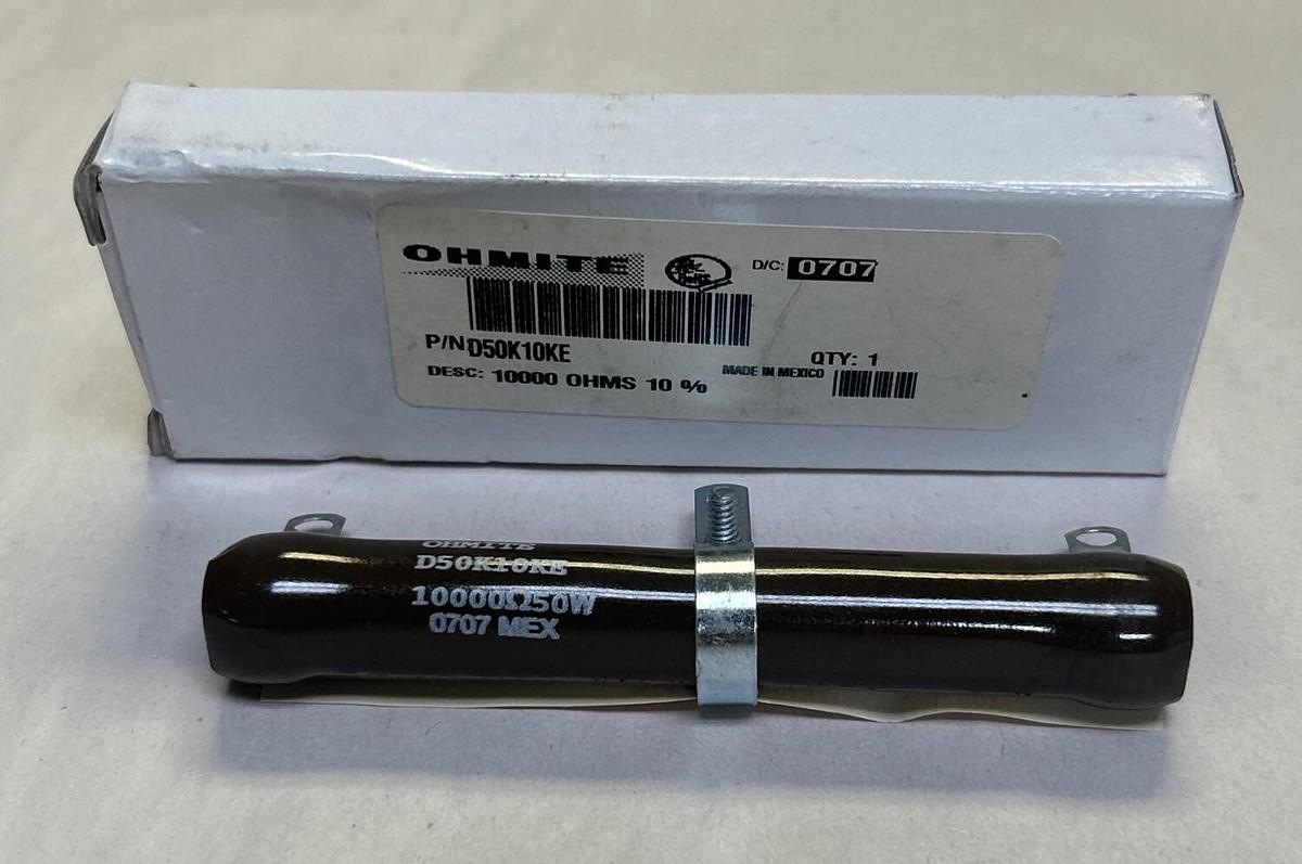 Used OHMITE,D50K10KE,RESISTOR 10000 OHMS NOS