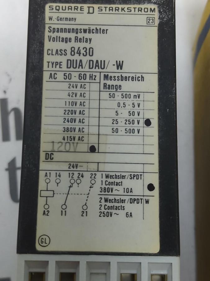 SQUARE D,DUA 4,CLASS 8430 VOLTAGE RELAY NOS