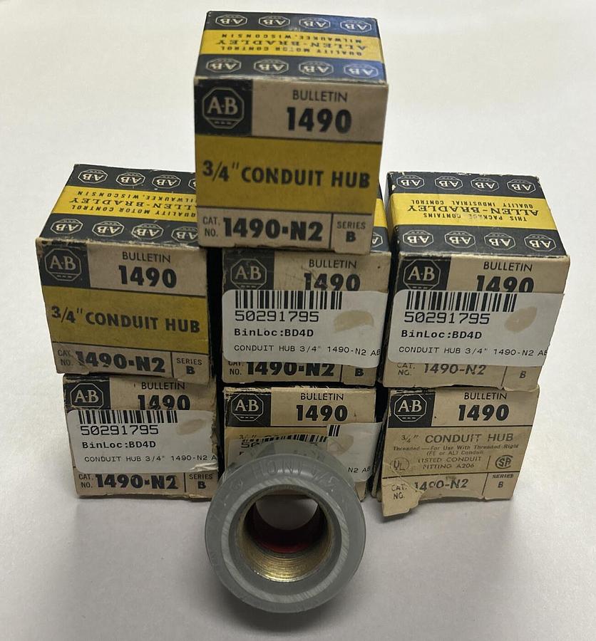 ALLEN BRADLEY,1490-N2,SER B CONDUIT HUB LOT OF 7 NEW