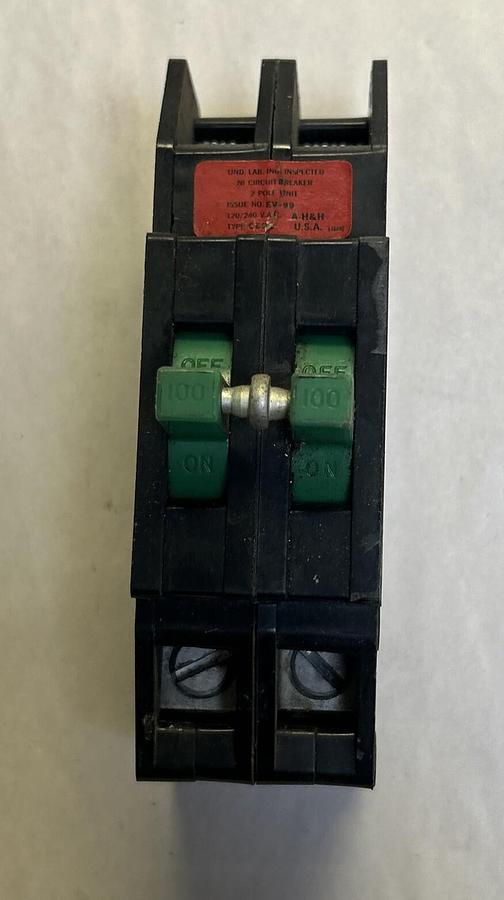 Used AAROW HART,CBQ2100,CIRCUIT BREAKER 100A 120/240V 2P