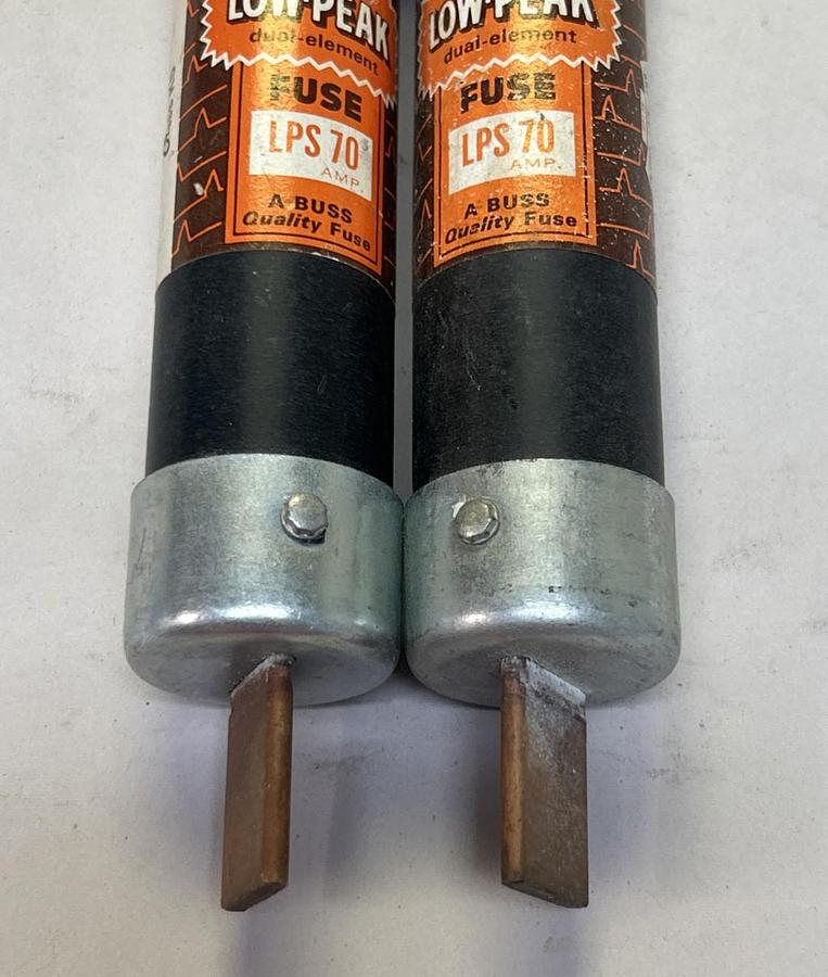 Used BUSSMANN,LPS70,LOW-PEAK FUSE 70A 600V LOT OF 2