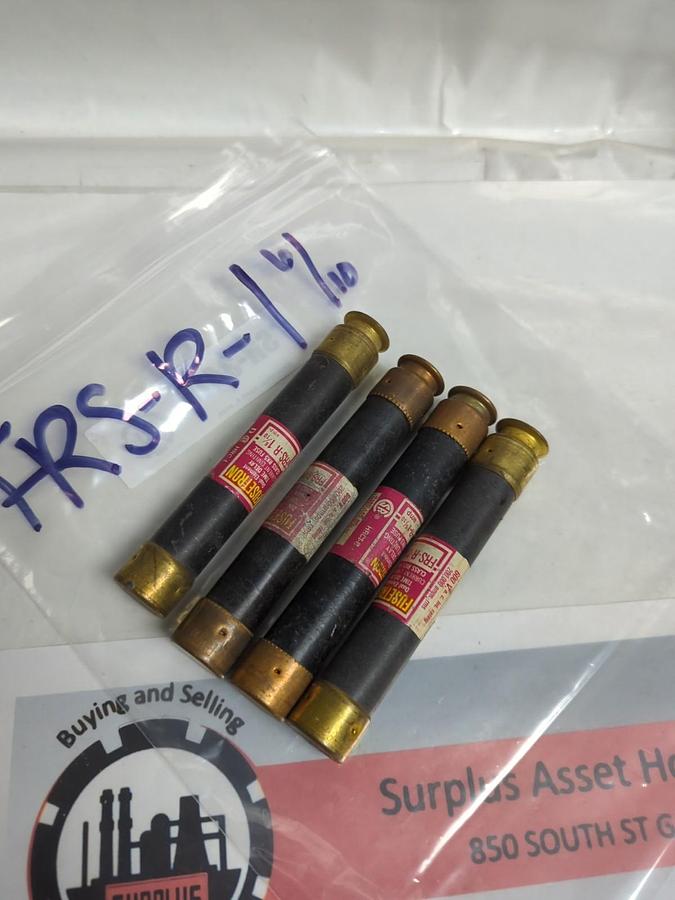 Used COOPER BUSSMANN,FRS-R-1-6/10,FUSETRON 1-6/10 AMP FUSE LOT OF 4 PRE-OWNED