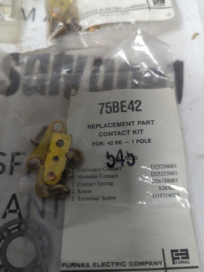 FURNAS,75BE42,CONTACT KIT REPLACEMENT FOR 42BE LOT OF 4 NOS