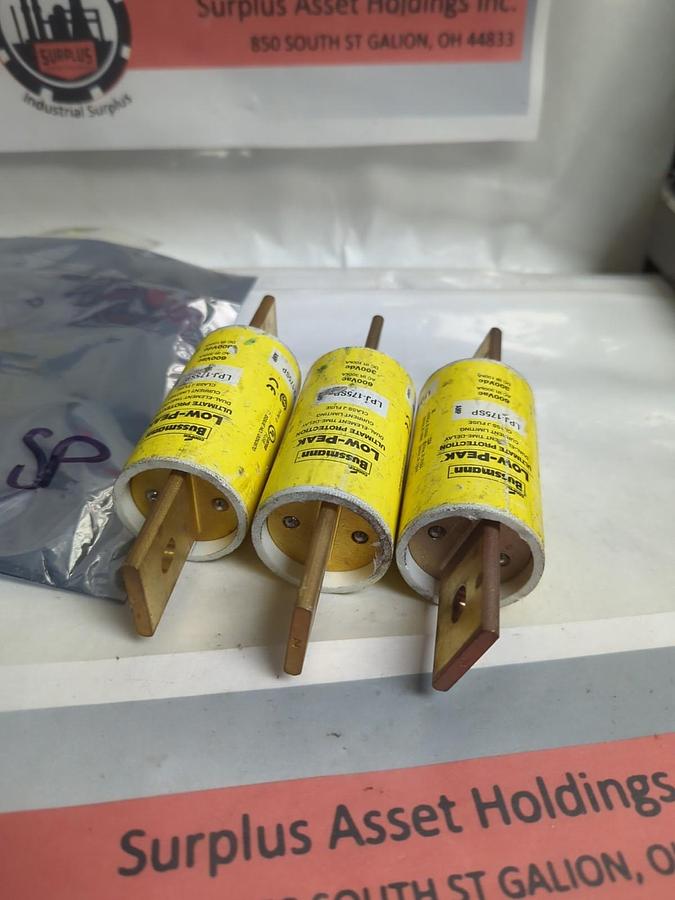 Used COOPER BUSSMANN,LPJ-175SP,LOW-PEAK FUSE 175 AMP LOT OF 3 PRE-OWNED