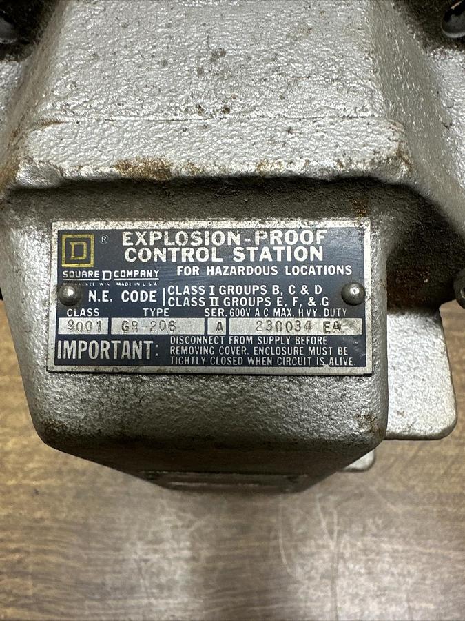 Used Square D,9001 GR-206,Explosion Proof Control Station