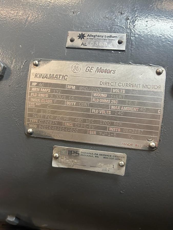 Used GE,5CD194SA954A800,DIRECT CURRENT MOTOR 40HP 850/2200RPM 240V