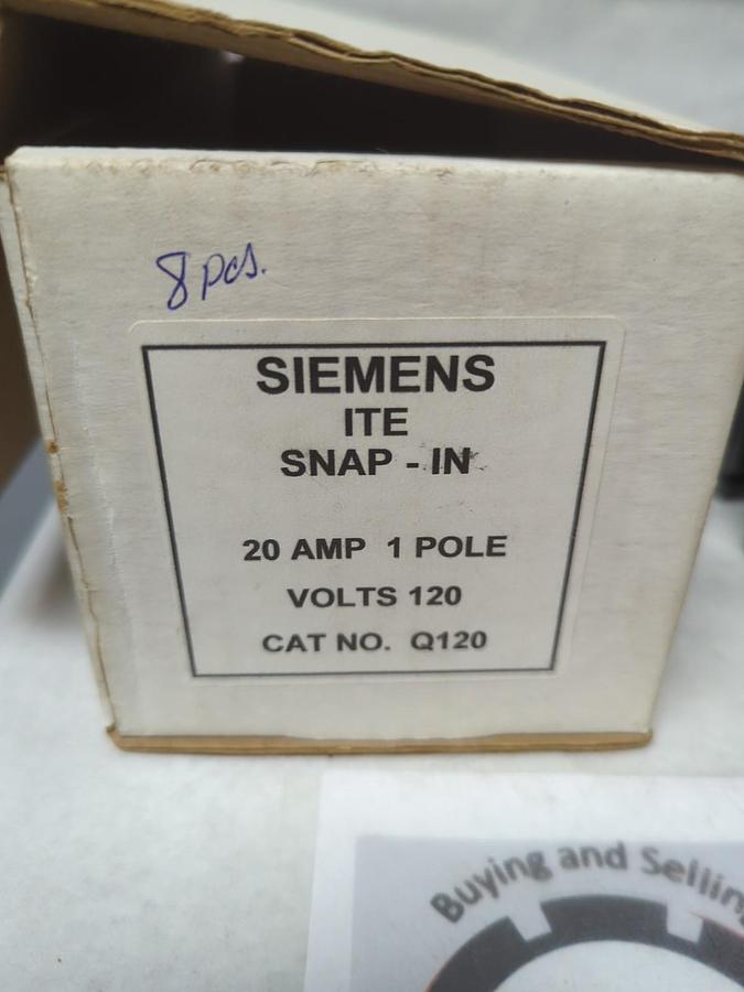 Used SIEMENS,Q120,CIRCUIT BREAKER 20 AMP 1-POLE LOT OF 8 PRE-OWNED