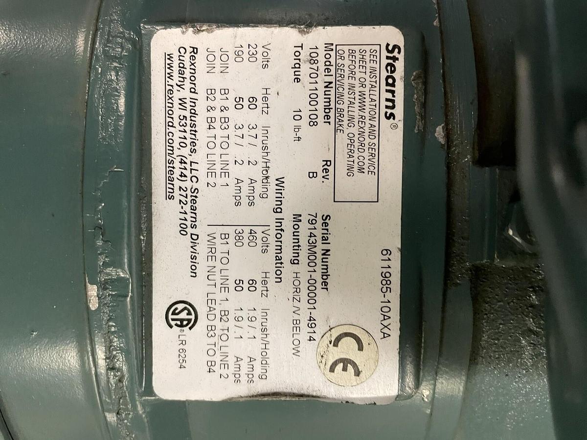 Used BALDOR,L1485A,3HP RPM INVERTER DUTY BRAKE MOTOR FL1831C